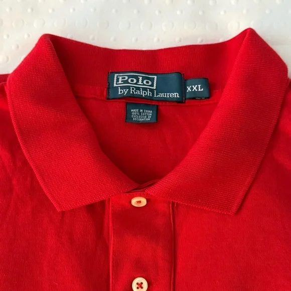 Polo by Ralph Lauren Men's Short Sleeve Vintage Pique Polo Logo Shirt, Color Red - Picture 7 of 7